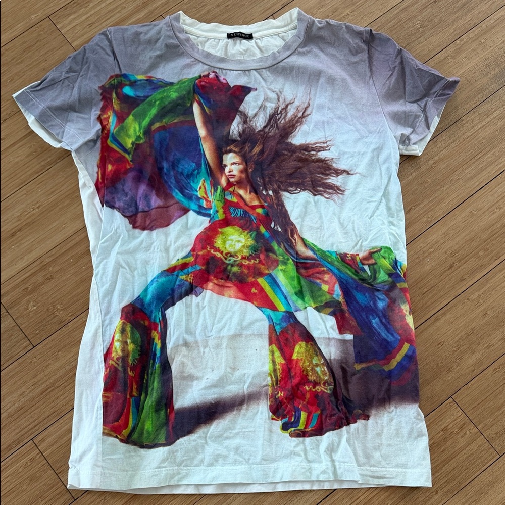 Versace Multicolor Graphic Short Sleeve Tee